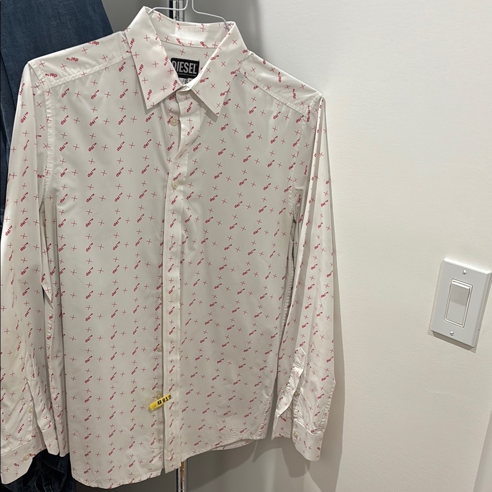 Diesel Men's White and Red Shirt